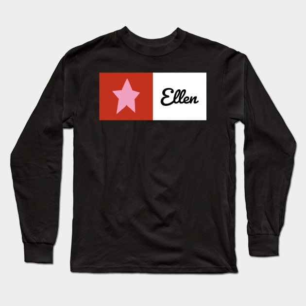 Pink Star on Red with Ellen Graphic Long Sleeve T-Shirt by ellenhenryart